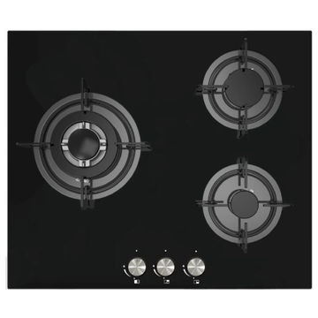 China 3 Burner Gas Stove Black 60cm Wide Enamel Pan Support