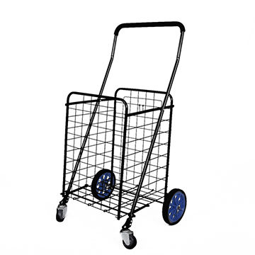 BAAB ORGANIZING Lightweight 4 Wheele Folding Shopping Trolley，Black Wire Shopping Carry Cart,43.5ltr Capacity,86X45X36CM