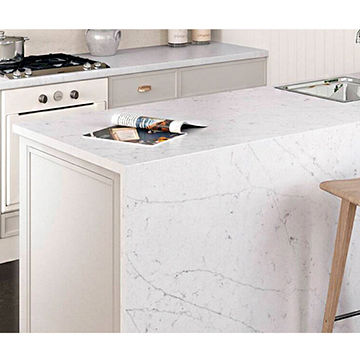 White Calacatta Quartz Countertop Eased Edge Modern Stone Global