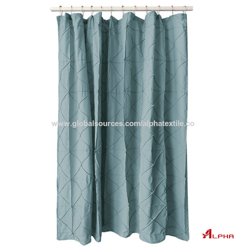 100 Polyester Fabric Shower Curtain, Solid Blue Fabric Shower Curtains