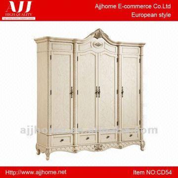 Classical White Wood 4 Door Clothes Cabinet Design Cd54 Global