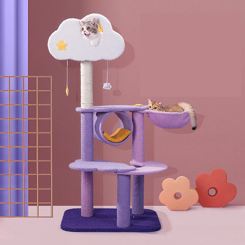 China Fashion New Design Cat Tree With Cat Condo Hammock Purple On Global Sources Cat Tree Cat Climbing Frame Cat Tree Scratcher