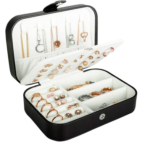 Travel Jewelry Box for Women Doubel Layer PU Leather Jewelry Organizer Portable