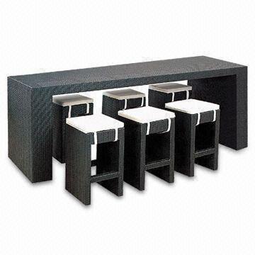 Aluminum Wicker Bar Furniture Rectangle, Rectangular Bar Table And Stools