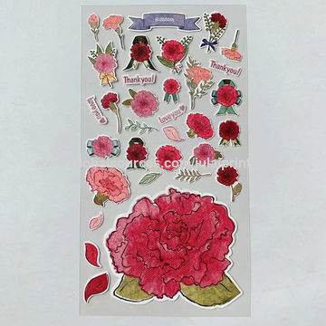 China Hot Selling Custom Cute Flower Sticker Sheet Transparent Waterproof Sticker On Global Sources Scrapbook Stickers Stickers Decorative Stickers