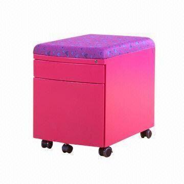 Mobile File Cabinet With Seat Cushion Made Of Powder Coated Cold