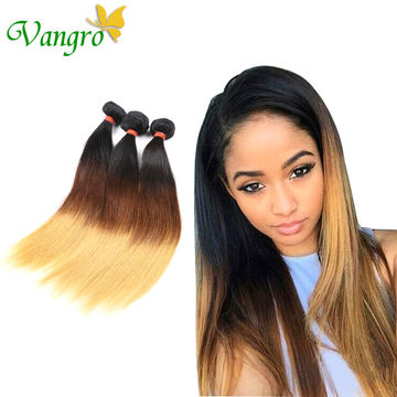Mink And Fashionable Three Tone Ombre Human Hair Weave 8a