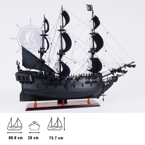 Small Black Pearl Caribbean Pirate Tall Ship Wood Model 20/" Fully Assembled New
