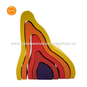 wooden rainbow stacking blocks