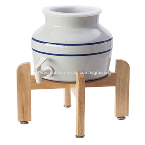 China Porcelain Water Dispenser With Wooden Stand Support For 3 5