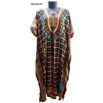 Beach Kaftan Tie Dye Tunic V Neck Beach Coverups Dress