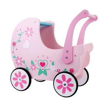 pink wooden baby walker