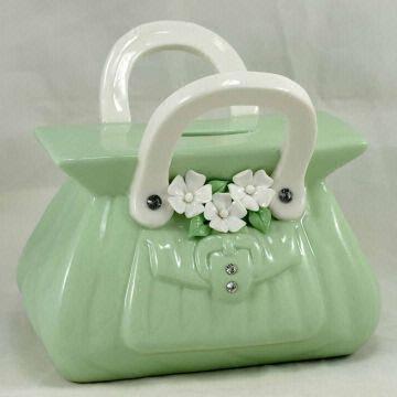 Money Box Bag Shape Flower Bank Fine Porcelain Gift For Money Box Bag Shape China