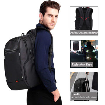 Laptop Backpack with USB Charging Port,DTBG 15 Inch Stylish Water Resistant Laptop Rucksack College Shoulder Back Pack Business Travel Bag Knapsack for Up to 15.6 Inch Laptop Notebook Computer,Black