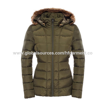 army green winter jacket with fur hood