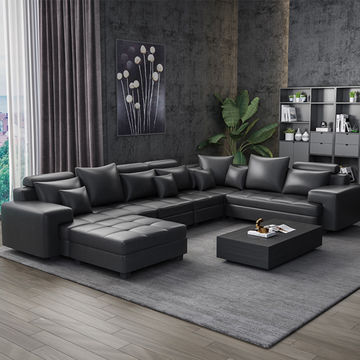 China Sleeper U Shape Big Sofa Leather, U Shaped Living Room