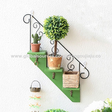 China Creative Staircase Wall Mounted Flower Pot Shelf With Hook On China Wall Mounted Flower Pot Shelf