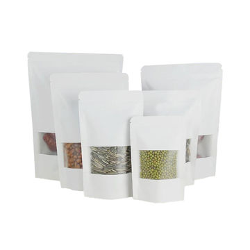 China Stand up white kraft paper packaging bag with clear window on ...