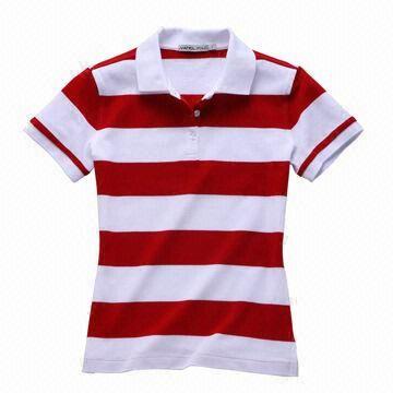 red and white striped polo shirt womens