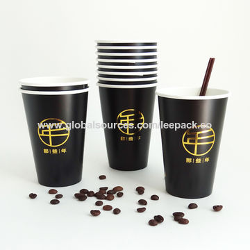BLACK RIPPLE ROUND Coffee Paper Cups 8oz/12oz/16oz Disposable Hot Drinks & LIDS
