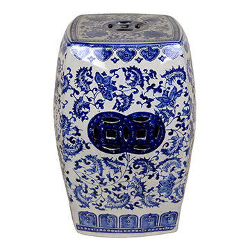 18 Chinese Square Porcelain Garden Stool With Floral And