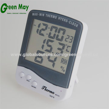 Wall Mounted Lcd Max Min Clock Indoor Digital Thermometer