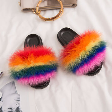 rabbit fur slides