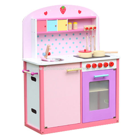 girls pink wooden kitchen