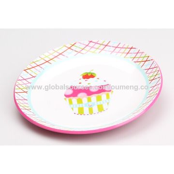 China Plastic Melamine Plate Round Shape From Dongguan China Plastic Melamine Plate Round Shape Children Tray For Serving Food Birthday