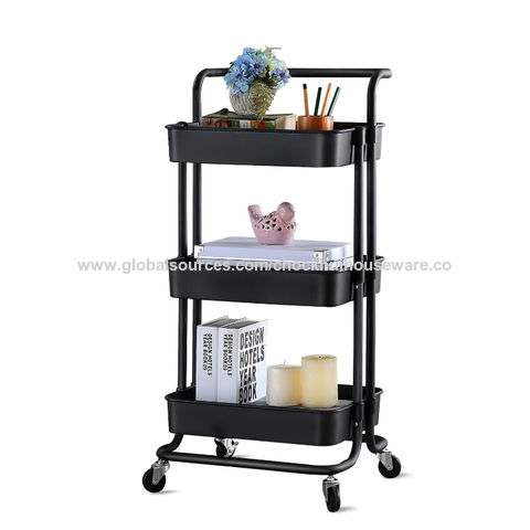China 2020 3 Tier Storage Trolley With Handles And Roller Wheels Craft Cart For Kitchen Coffee Bar Etc On Global Sources 3 Tier Storage Trolley Storage Cart Kitchen Trolley Rack