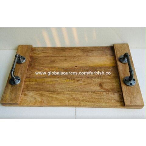 Tray Wooden Wood Serving, Painted Wooden Tray With Handles