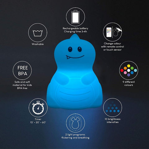 Details about   Silicone LED Night Light Color Changing Dinosaur Lamp Touch Sensor Baby Kids