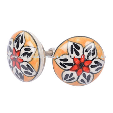 Ceramic Wooden Handmade Door Knobs Handicraft Mandala Design