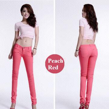 pink color jeans