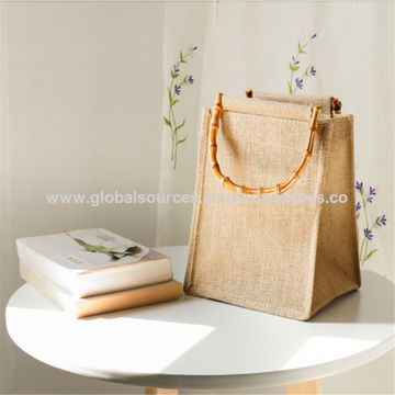 jute bag with wooden handle