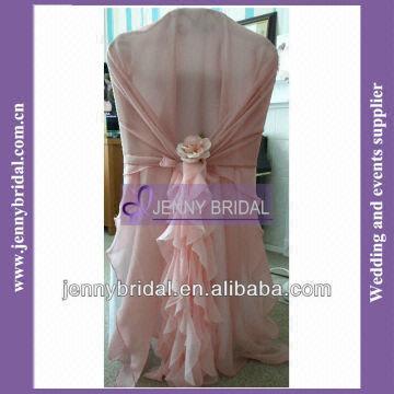 C187a Rose Ruffle Chiffon Wedding Pink Chair Cover And Blush Chair