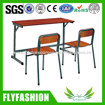 China Nice Factory Cheap School Wooden Simple Double Desk And