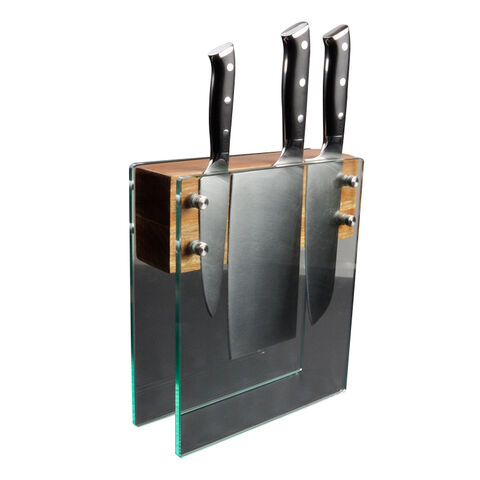 China Multi Functional Glass Kitchen Knife Block Knife Stand Acrylic And Wood Knife Holder On Global Sources Knife Storage Knife Case