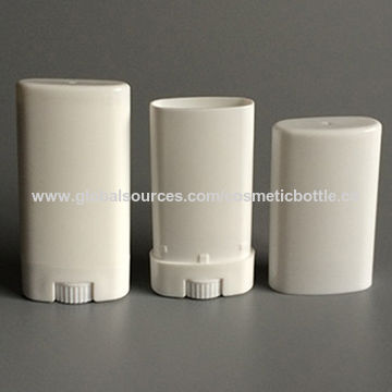 China Flat oval plastic deodorant stick container 15ml plastic lip balm ...