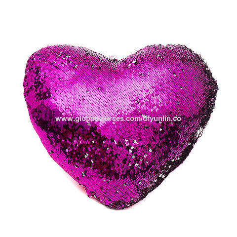 heart sequin pillow