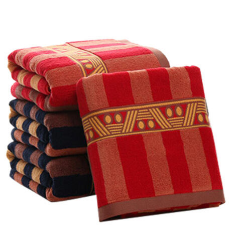 red and gold bath towels