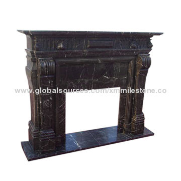 Chinese Marble Nero Marquina Fireplace Customized Designs Are