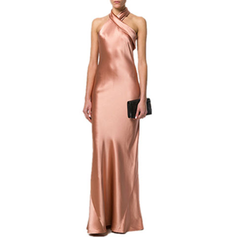 satin maxi evening dress