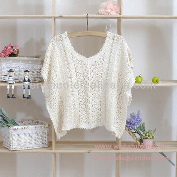 white cotton crochet top