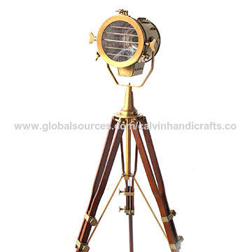 Designer Heavy Brass Tripod Floor Lamp, Nautical Tripod Floor Lamp