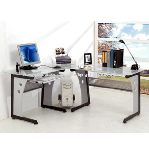 China Glass Corner Desk From Foshan Manufacturer Long Sheng