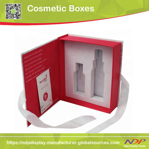 China Custom Printed Cosmetic box Makeup Boxes with Lid Ribbon Handle ...