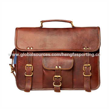 ANUENT leather bags Vintage Soft Leather Messenger Brown Real Laptop Satchel Bag Genuine Briefcase