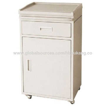 China Abs Hospital Bedside Cabinet With Stainless Frame On Global