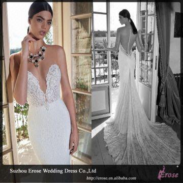 Lj1199 Sexy Mermaid See Through Back Lace Long Train Saudi Arabian